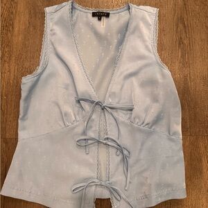 STATE Women's Sky Blue Lace-Up Blouse